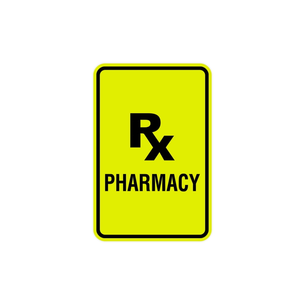 Yellow Rx Signa Portrait Round Rx Pharmacy Sign (Yellow / Black) - Small 4