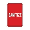 thumbnail image 1 of Portrait Round Sanitize Sign (Red) - Large 6" x 8", 1 of 3