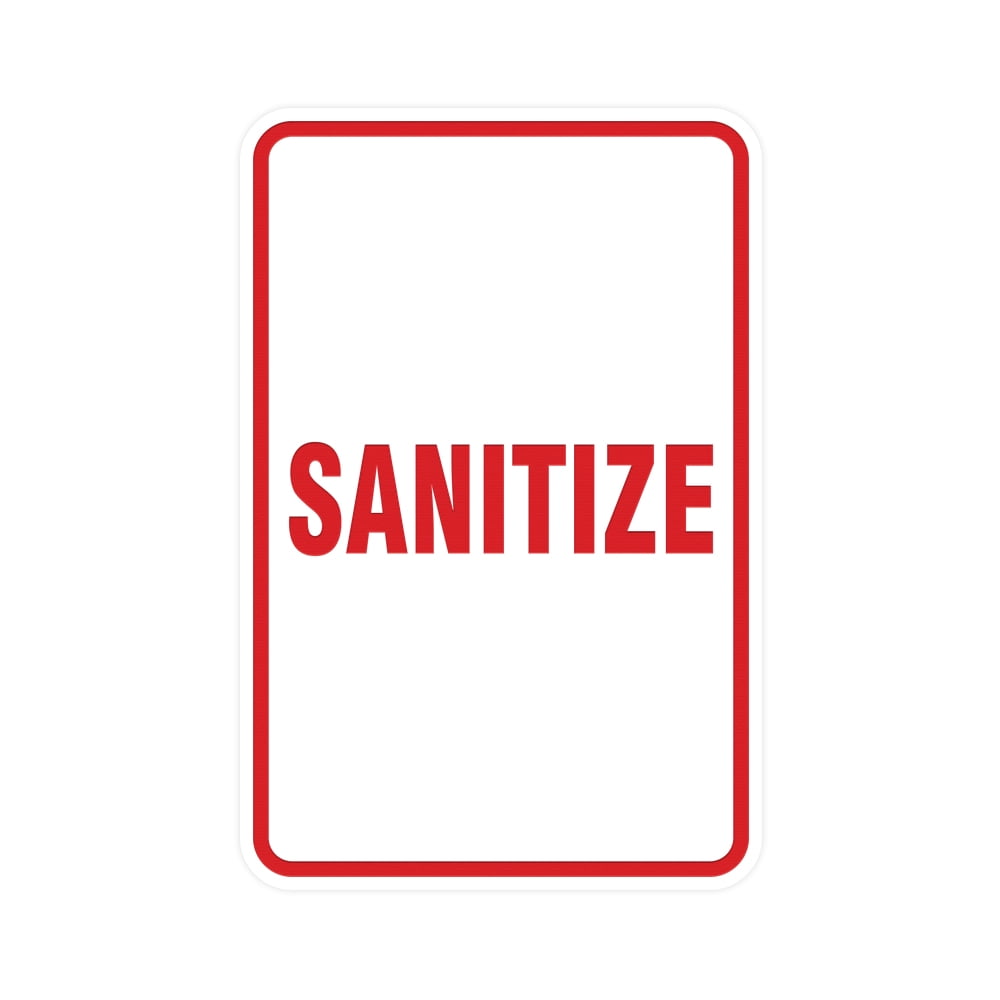 Red Sanitize Sign Portrait Round Sanitize Sign (White/Red) - Large 6
