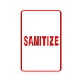 thumbnail image 1 of Portrait Round Sanitize Sign (White/Red) - Small 4" x 6", 1 of 3
