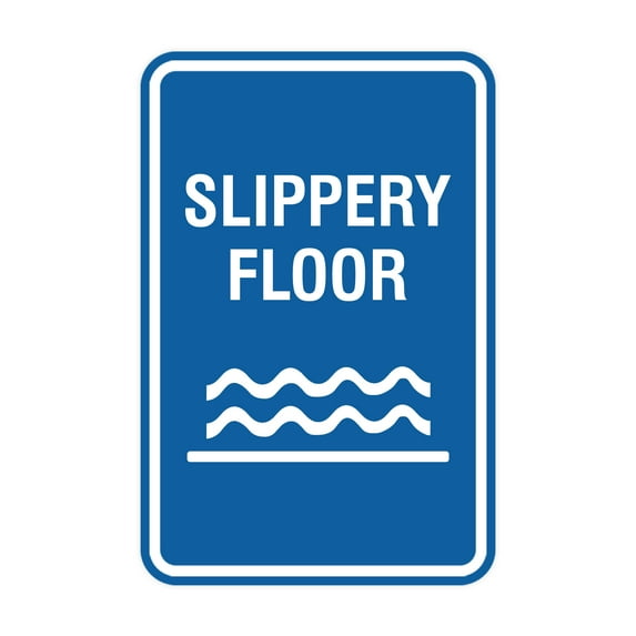 Portrait Round Slippery Floor Sign (Blue) - Large