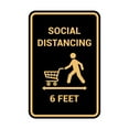 thumbnail image 1 of Portrait Round Social Distancing 6 Feet Sign (Black /Gold) - Small 4" x 6", 1 of 1