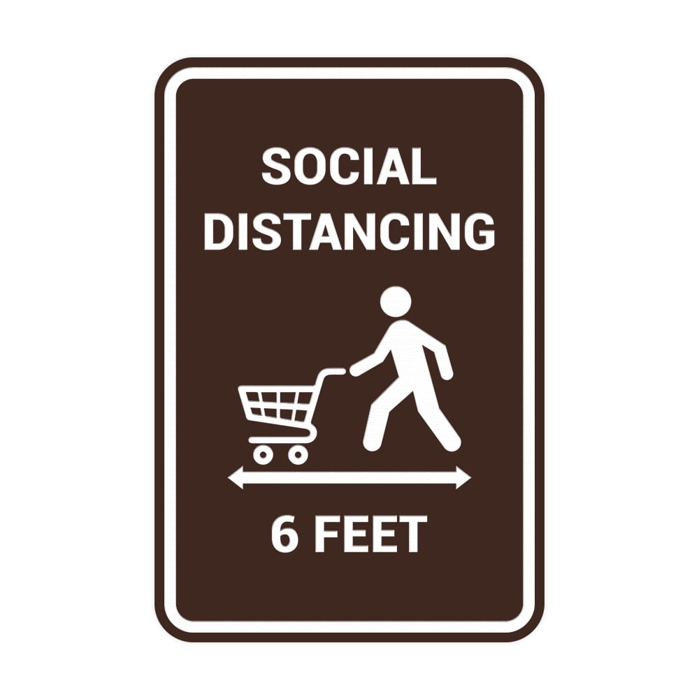 Portrait Round Social Distancing 6 Feet Sign (Dark Brown) - Large 6