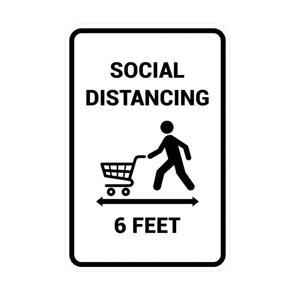 Portrait Round Social Distancing 6 Feet Sign (White) - Large - Walmart.com
