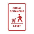 thumbnail image 1 of Portrait Round Social Distancing 6 Feet Sign (White/Red) - Large, 1 of 1