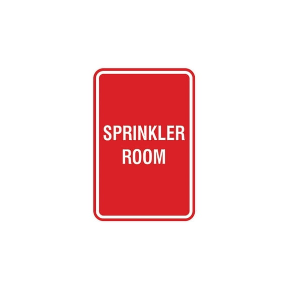 Portrait Round Sprinkler Room Sign (Red) - Medium 5" x 7"