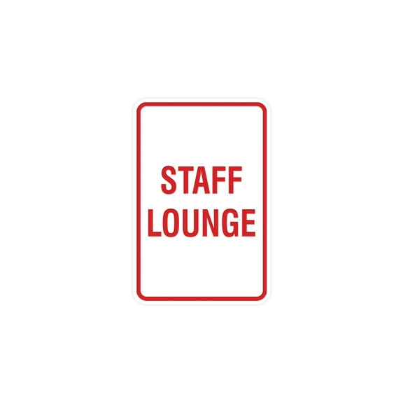 Portrait Round Staff Lounge Sign (White/Red) - Small 4" x 6"