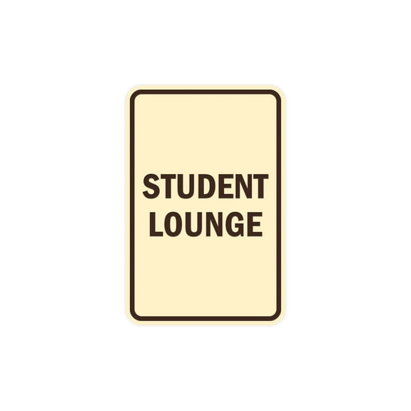 Portrait Round Student Lounge Sign (Ivory/Dark Brown) - Small 4" x 6"