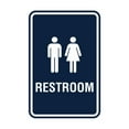 thumbnail image 1 of Portrait Round Unisex Restroom Sign (Navy Blue / White) - Small 4" x 6", 1 of 3