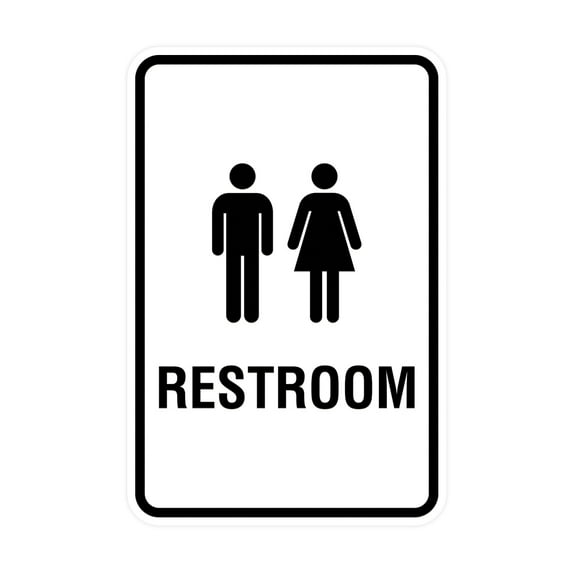 Portrait Round Unisex Restroom Sign (White) - Medium 5" x 7"