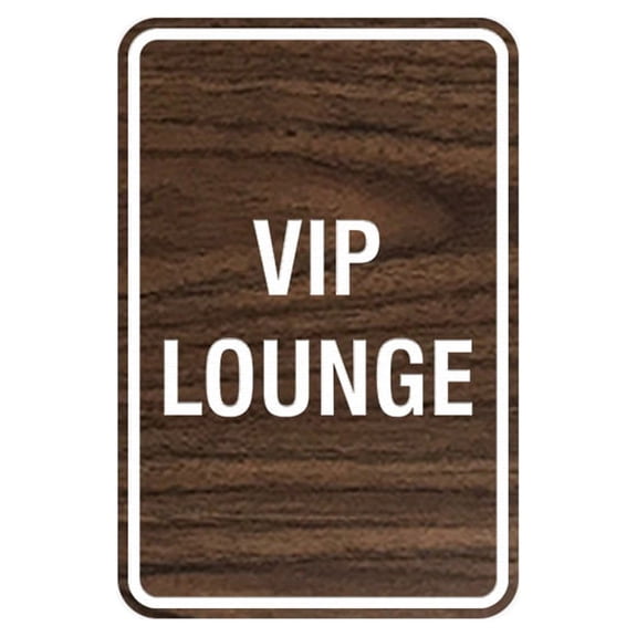 Portrait Round Vip Lounge Sign (Walnut) - Medium 5" x 7"