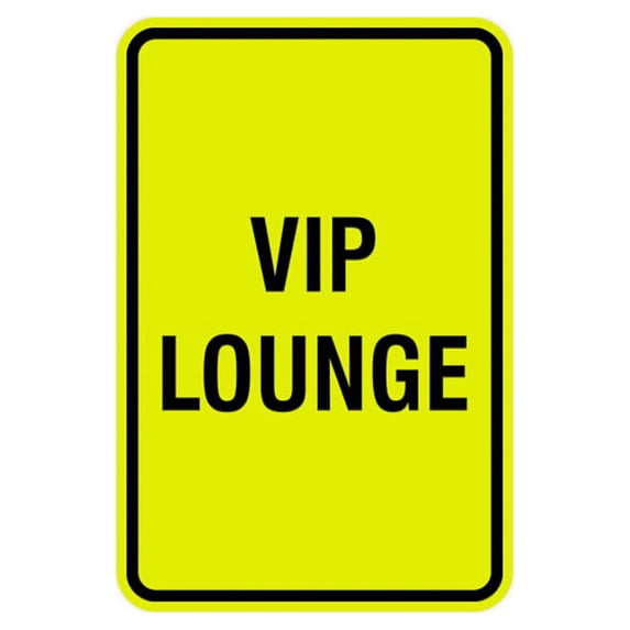 Portrait Round Vip Lounge Sign (Yellow / Black) - Small 4" x 6"