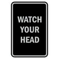 thumbnail image 1 of Portrait Round Watch Your Head Sign (Black / Silver) - Medium 5" x 7", 1 of 3