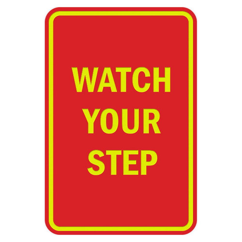 Sign Step Red Portrait Round Watch Your Step Sign (Red/Yellow) - Small 4