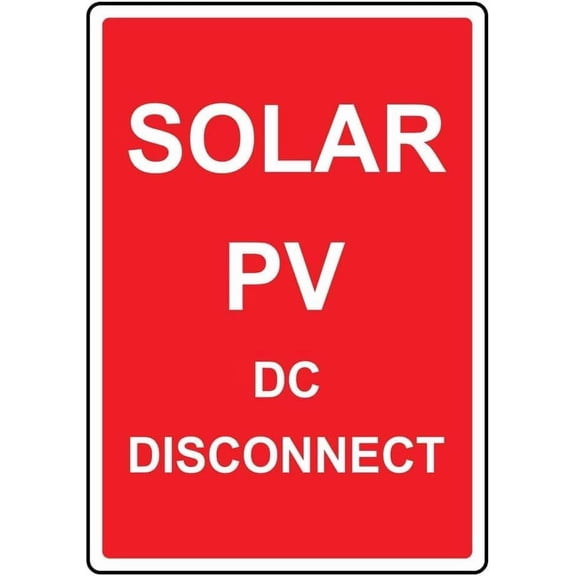 Portrait Solar PV Disconnect Metal Tin Sign, Alternative Energy Safety Warning Plaque for Solar Installations, Power Safety Sign, 8x12 Inch