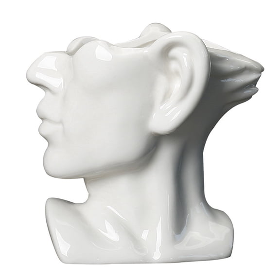 Portrait Statue Vase Planter Nordic Flower Pot Ceramic Indoor Desktop Plant Decoration with Drainage Hole,C