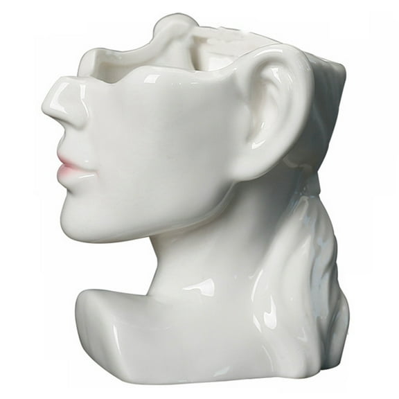 Portrait Statue Vase Planter Nordic Flower Pot Ceramic Indoor Desktop Plant Decoration with Drainage Hole,D
