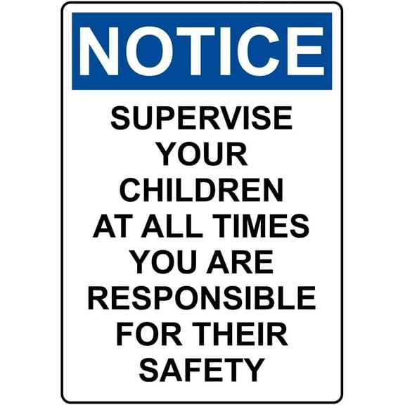 Portrait Supervise Your Children At All Sign Safety Signs Style Caution Metal Tin Sign Bold, High-Visibility Design for Safety,812 inch