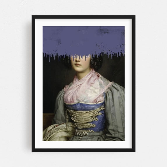 Portrait of Vintage Woman Collage - Photography Surrealism Modern Art Vintage Pop Art Fashion Victorian Abstract Black Framed Wall Art Print 12 x 18 inches