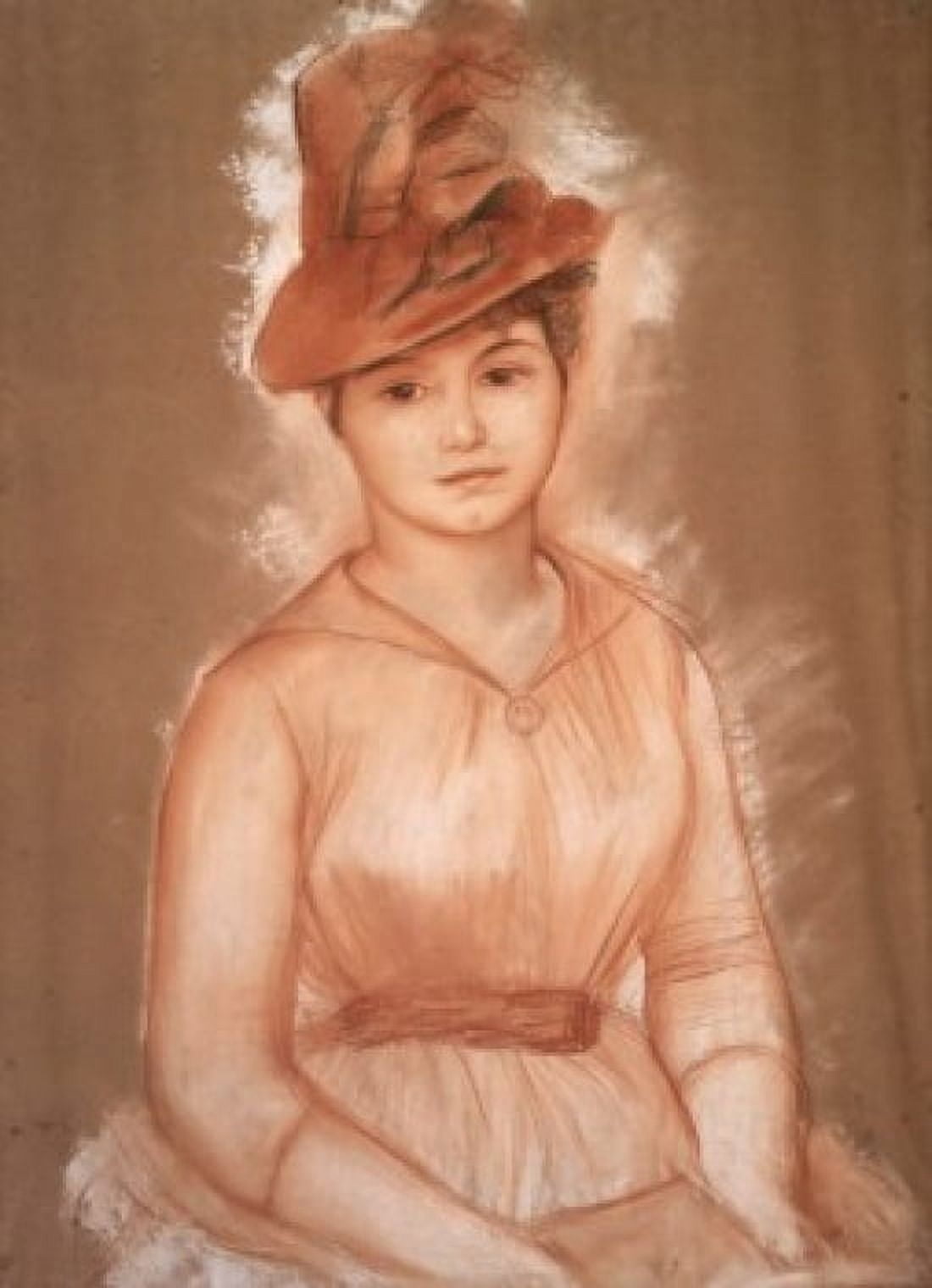 Portrait of a Woman 1883-1885 Pierre-Auguste Renoir (1841-1919French) Pencil and Pastel Pushkin Museum of Fine Arts Moscow Canvas Art - Pierre-Auguste Renoir (18 x 24)