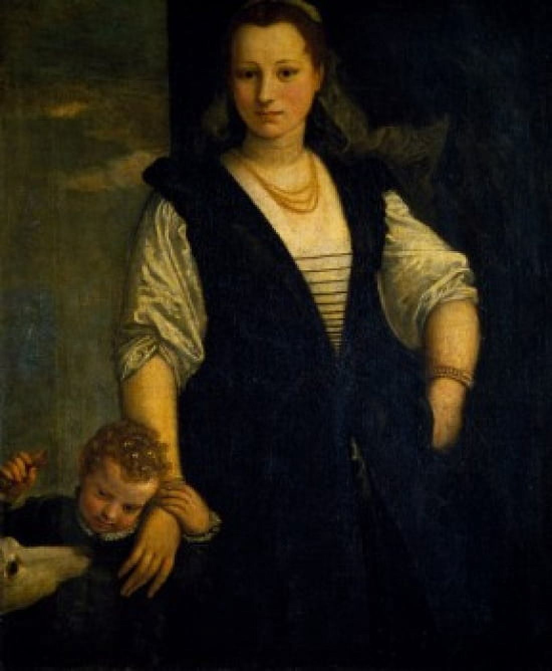 Portrait of a Woman With Her Child and Dog by Veronese (Paolo Caliari) (1528-1588) Paris Musee du Louvre Canvas Art - Veronese Paolo Caliari (18 x 24)