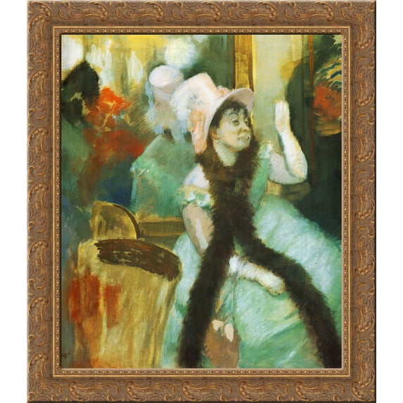 Portrait after a Costume Ball (Portrait of Madame Dietz Monnin) 24x20 Gold Ornate Wood Framed Canvas Art by Edgar Degas