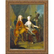 Portrait of the crown prince Friedrich Ludwig of W?rttemberg and his wife Henriette Marie of Brandenburg Schwedt 20x24 Gold Ornate Wood Framed Canvas Art by Pesne, Antoine