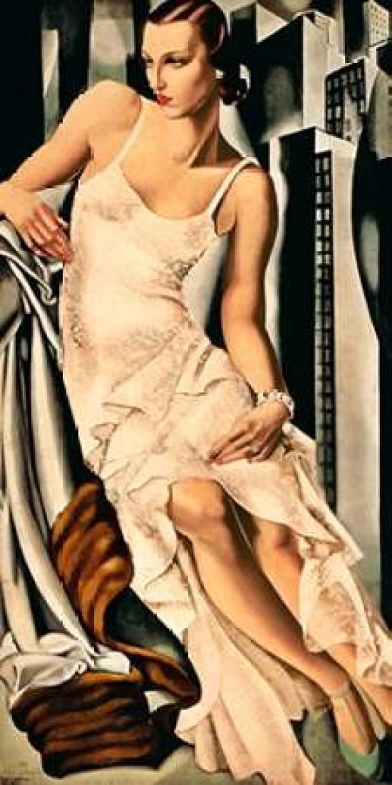 Portrait de Madame Allan Bott Canvas Art - Tamara de Lempicka (24 x 48)