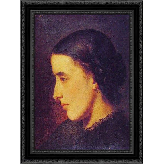 Portrait de Madelieine Villemsens 20x24 Black Ornate Wood Framed Canvas Art by Laurens, Jean Paul