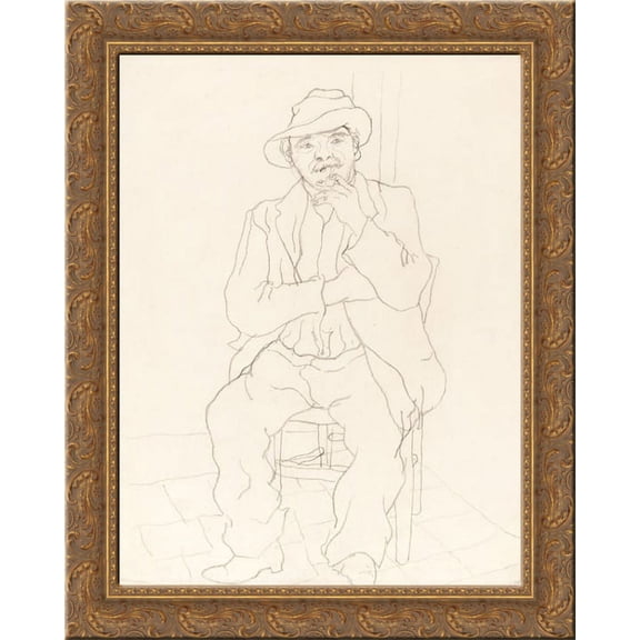 Portrait de Max Jacob 24x20 Gold Ornate Wood Framed Canvas Art by Christopher Wood