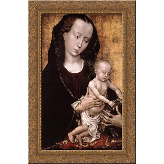 Portrait diptych of Phillipe de Croy (left wing) 18x24 Gold Ornate Wood Framed Canvas Art by Weyden, Rogier van der