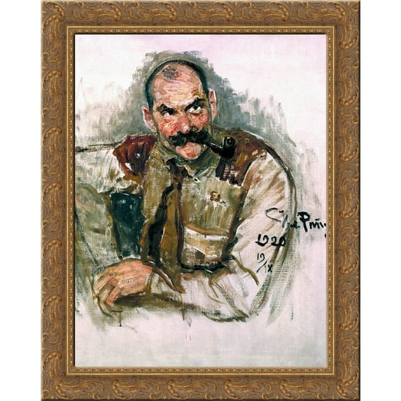 Portrait of A. Gallen Kallela 20x24 Gold Ornate Wood Framed Canvas Art by Repin, Ilya