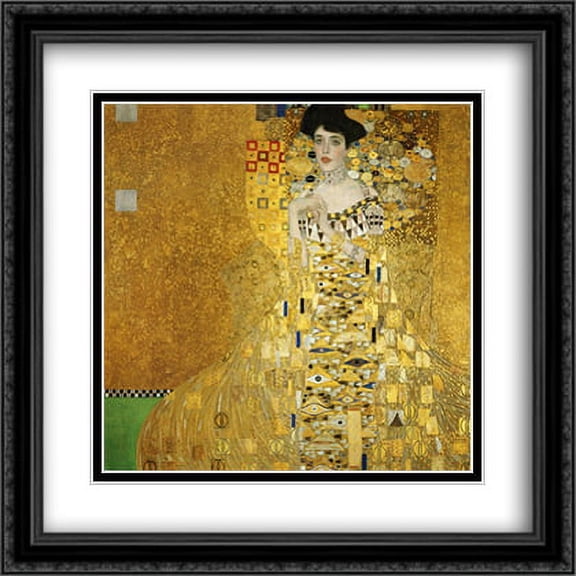 Portrait of Adele Bloch-Bauer I 2x Matted 28x28 Large Black Ornate Framed Art Print by Gustav Klimt