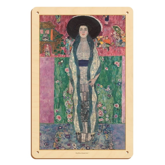 Portrait of Adele Bloch-Bauer II - From an Original Color Painting by Gustav Klimt c.1912 - 8 x 12 inch Vintage Wood Art Sign