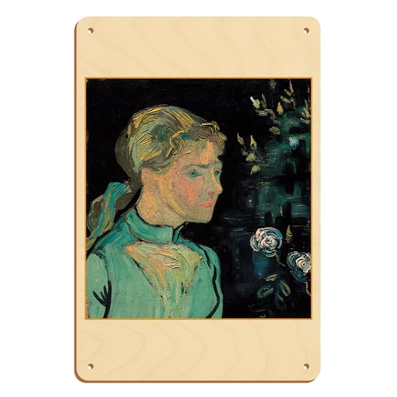 Portrait of Adeline Ravoux - From an Original Color Painting by Vincent Van Gogh c.1890 - 8 x 12 inch Vintage Wood Art Sign