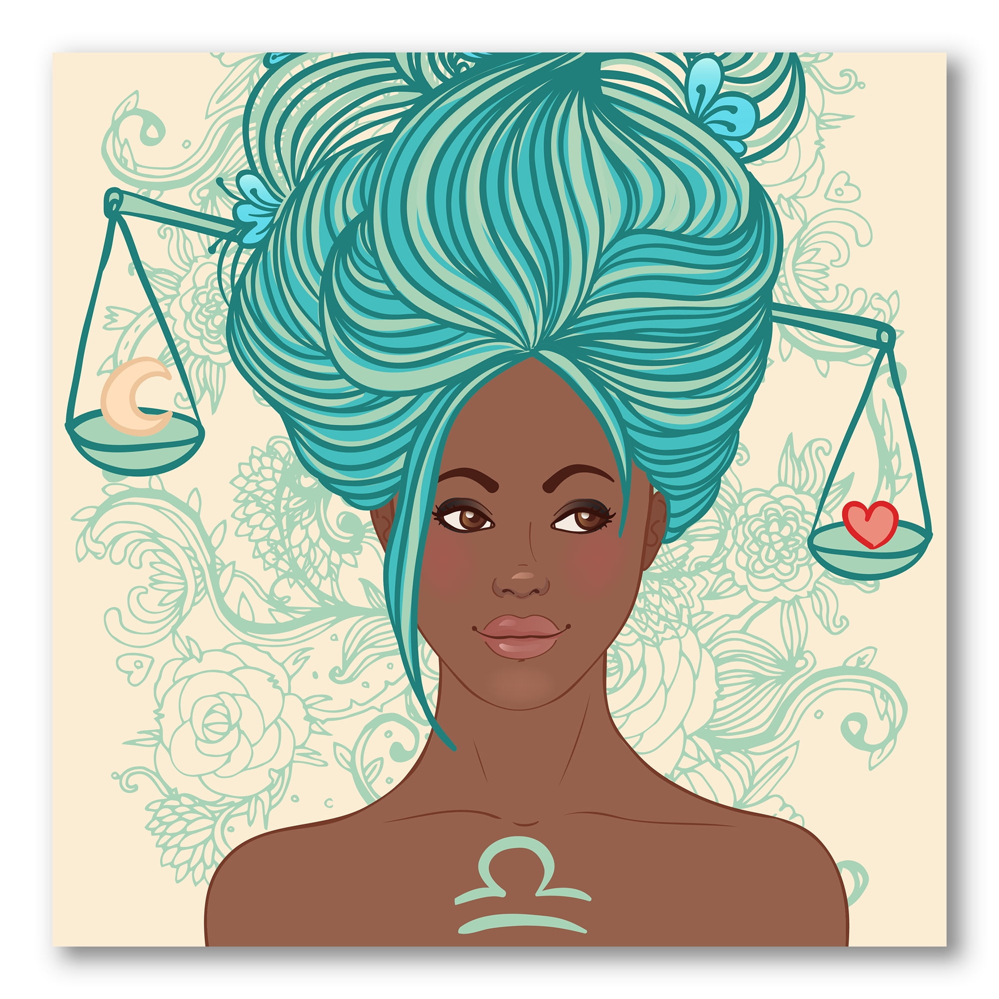 Portrait of African American Woman With Blue Hair I 30 in x 30 in Painting Canvas Art Print, by Designart