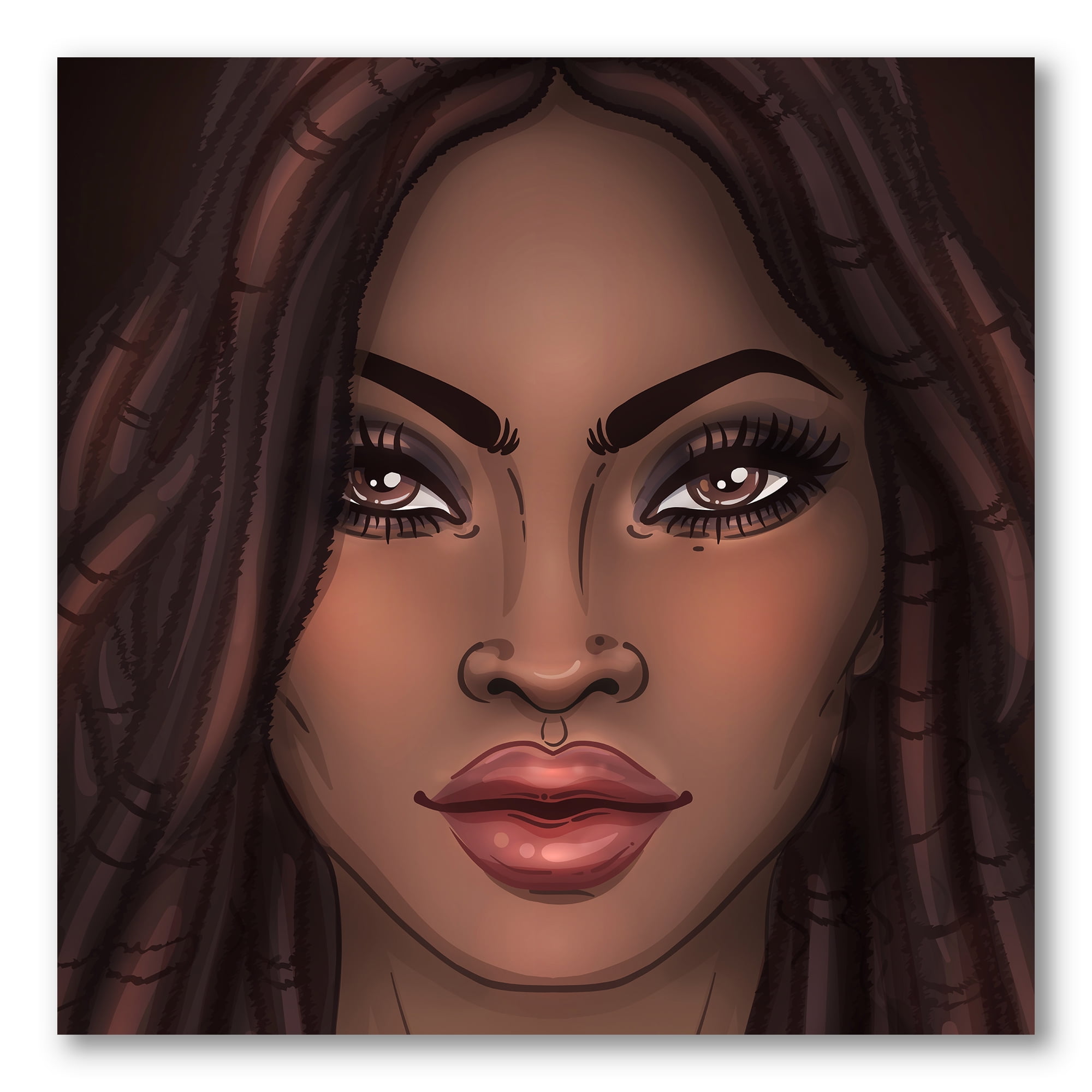 Portrait of Afro American Woman I 30 in x 30 in Painting Canvas Art Print, by Designart