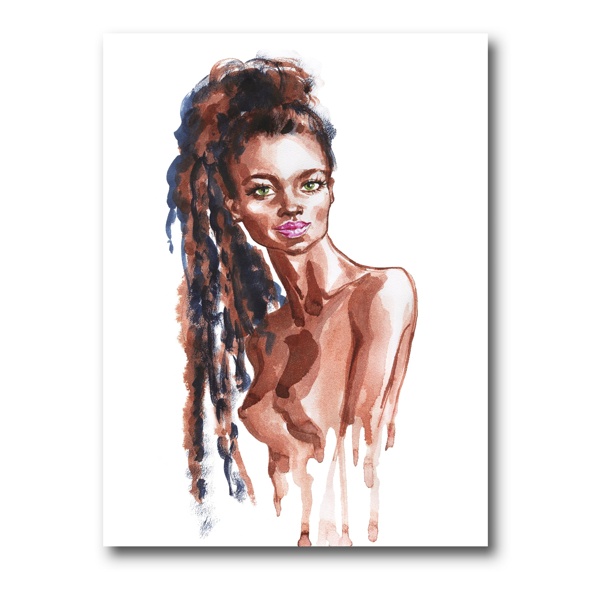 Portrait of Afro American Woman VIII 16 in x 32 in Painting Canvas Art Print, by Designart