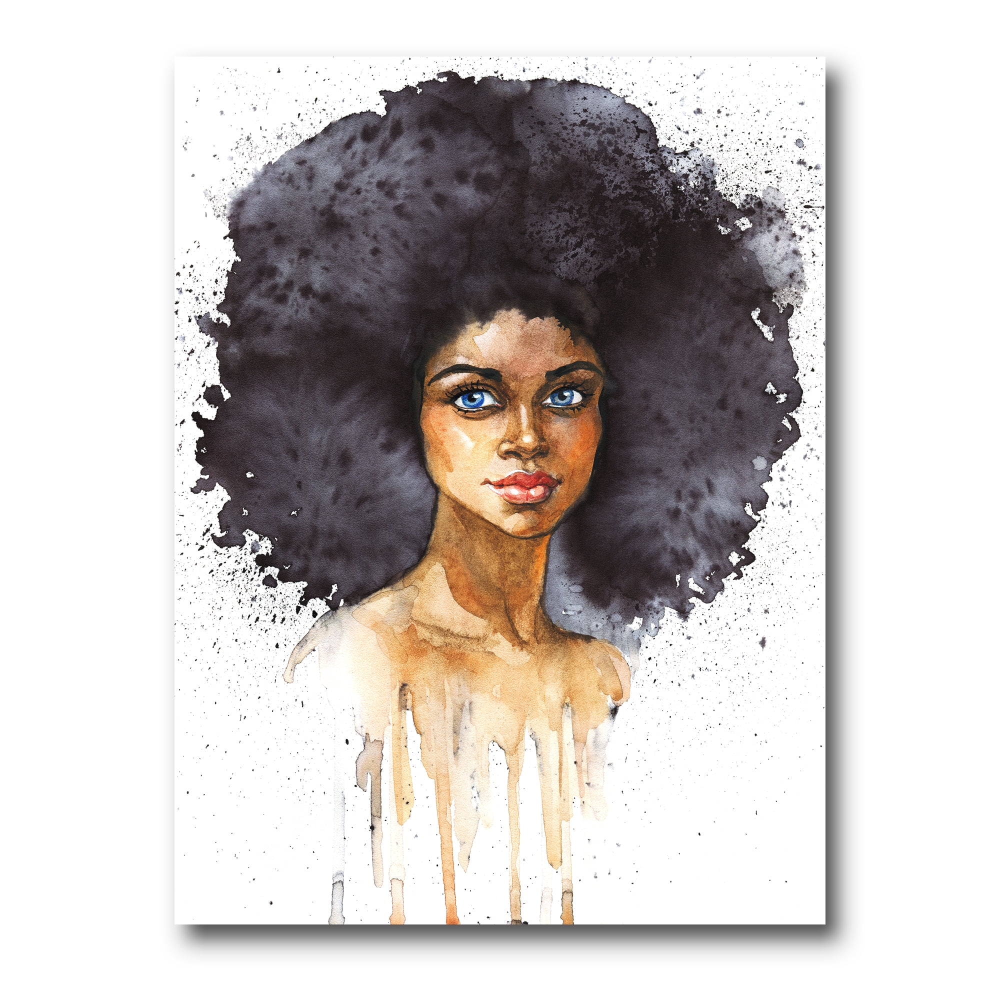 Portrait of Afro American Woman X 24 in x 32 in Painting Canvas Art Print, by Designart