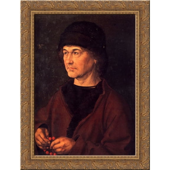 Portrait of Albrecht D?rer the Elder 20x24 Gold Ornate Wood Framed Canvas Art by Durer, Albrecht