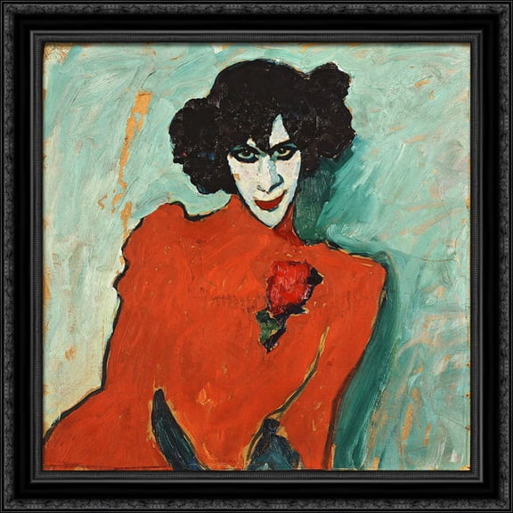 Portrait of Alexander Sakharoff 28x30 Large Black Ornate Wood Framed Canvas Art by Alexej von Jawlensky