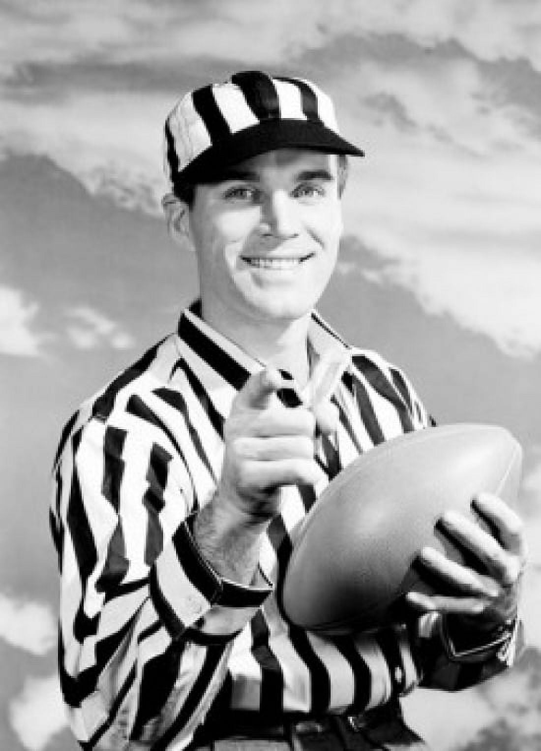 Portrait of American football referee holding ball pointing Canvas Art - (24 x 36)