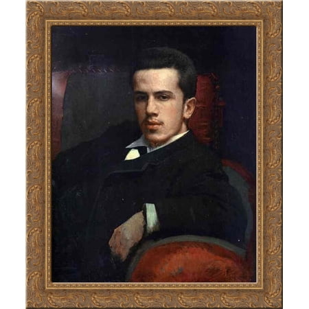 Portrait of Anatoly Kramskoy, the Artist's Son 20x23 Gold Ornate Wood Framed Canvas Art by Kramskoi, Ivan Nikolaevich