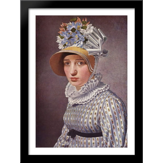 Portrait of Anna Maria Magnani 28x40 Large Black Wood Framed Print Art by Christoffer Wilhelm Eckersberg
