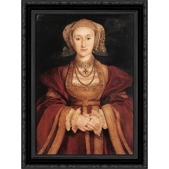 Portrait of Anne of Cleves 20x24 Black Ornate Wood Framed Canvas Art by Holbein, Hans (Younger)