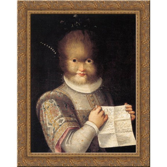 Portrait of Antonietta Gonzalez 24x20 Gold Ornate Wood Framed Canvas Art by Lavinia Fontana