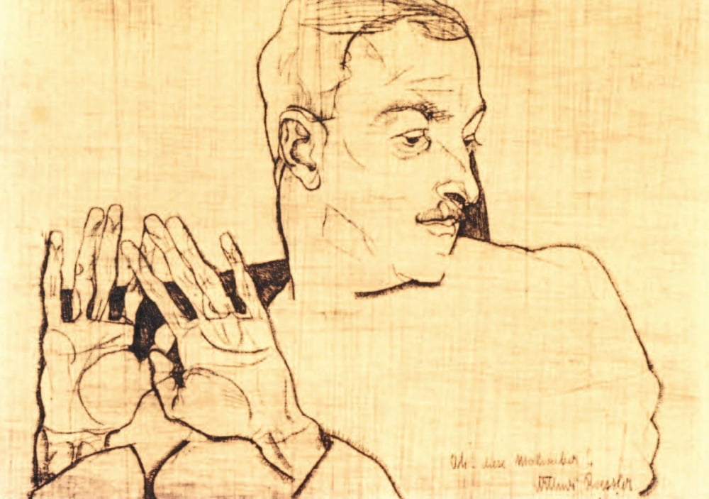 Portrait of Arthur Roessler 1 1910 Canvas Art - Egon Schiele (24 x 36)