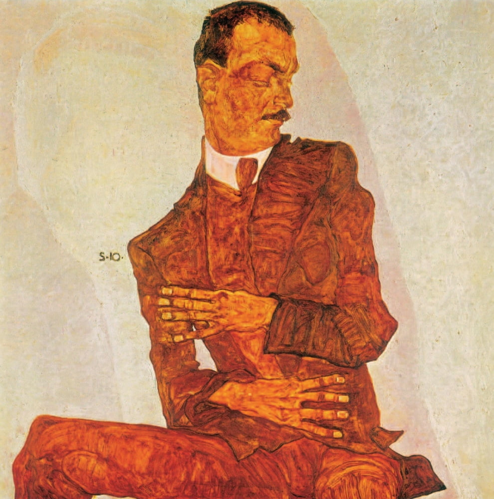 Portrait of Arthur Roessler 2 1910 Canvas Art - Egon Schiele (18 x 24)