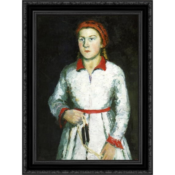 Portrait of Artist s Daughter 20x24 Black Ornate Wood Framed Canvas Art by Malevich, Kazimir