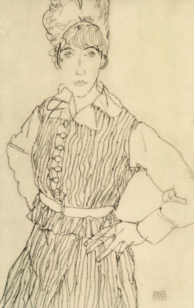 Portrait of Artists wife with hands on hips 1915 Canvas Art - Egon Schiele (24 x 36)